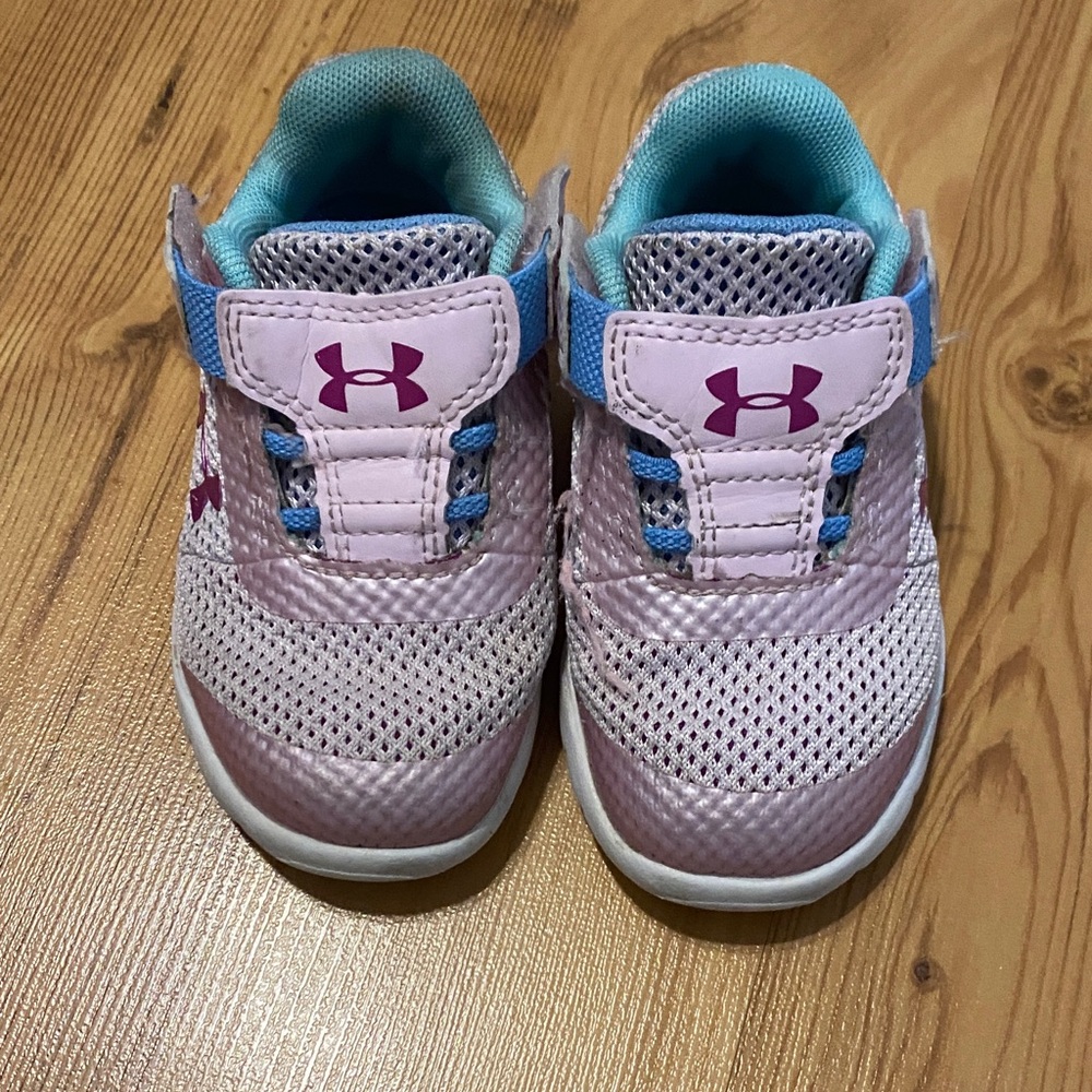 Under Armour Girls Pink Turquoise Athletic Sneakers
